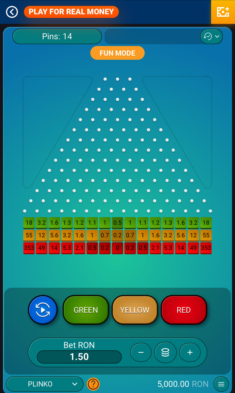Plinko app pentru joc online